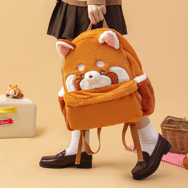 Red Panda Backpack Cute Plush Bag