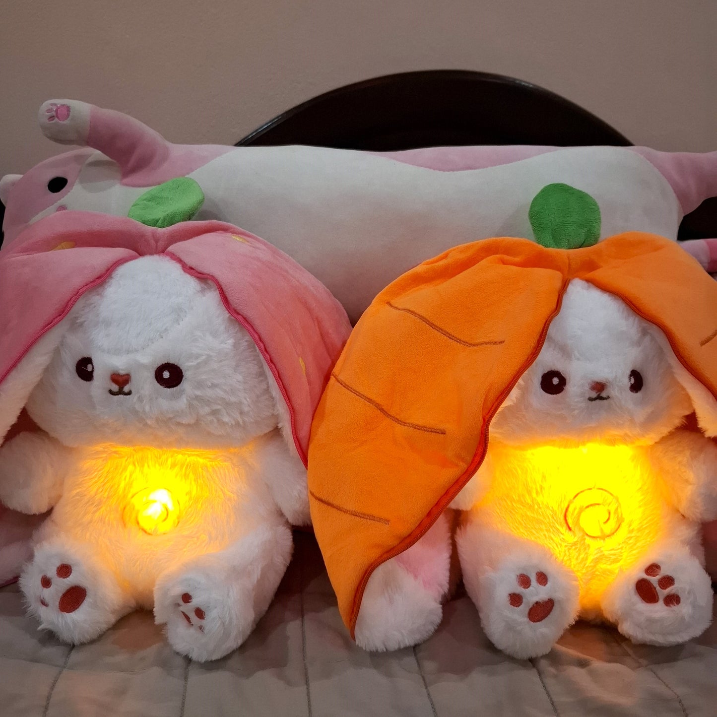 Breathing Bunny Plush (carrot and strawberry)