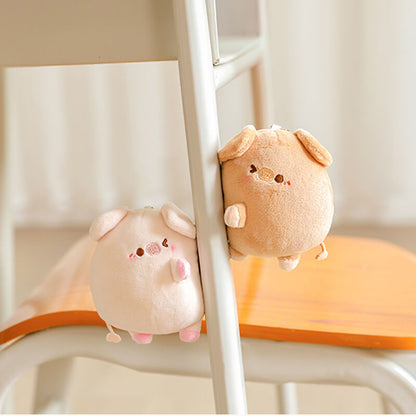 Couple Pig Plush Pendant Keychain Set With Magnet