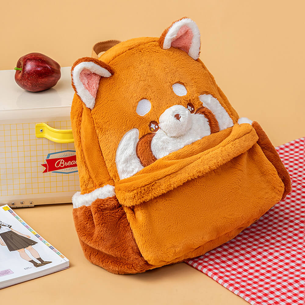 Red Panda Backpack - Cute Plush Bag