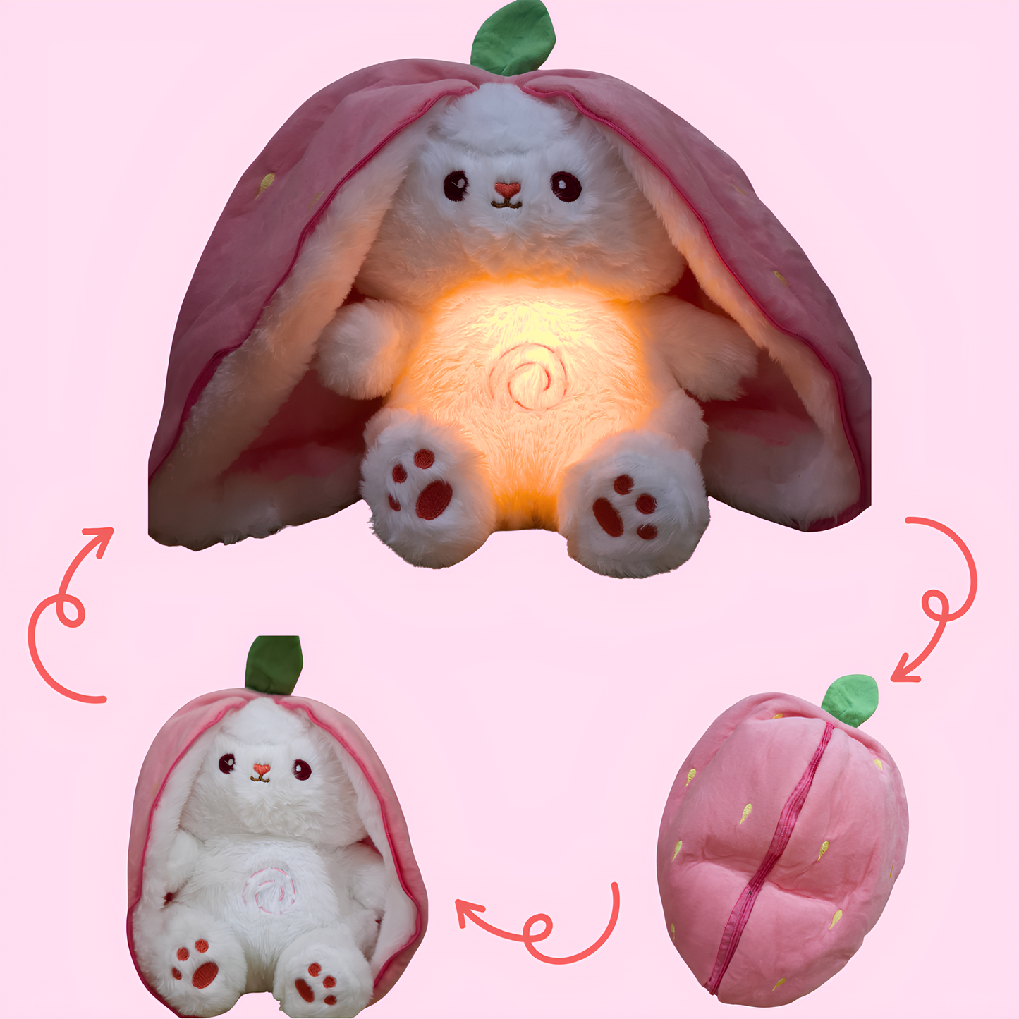 Breathing Bunny Plush (carrot and strawberry)