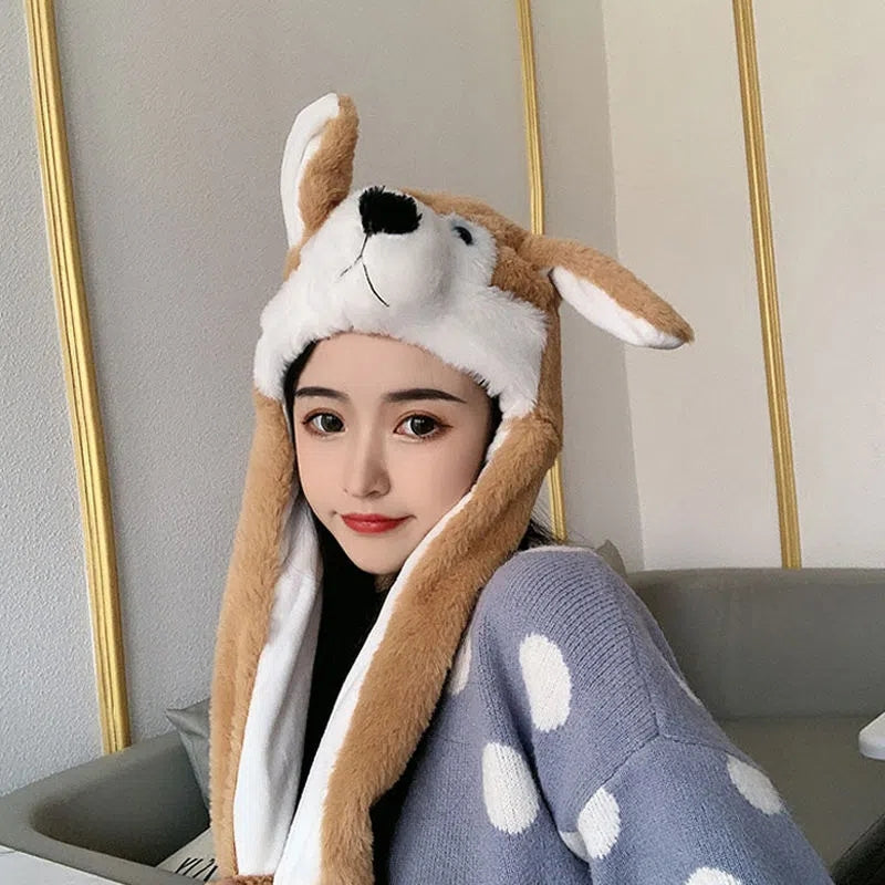 Plush Dog Ear Jumping Hat