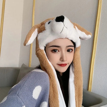 Plush Dog Ear Jumping Hat