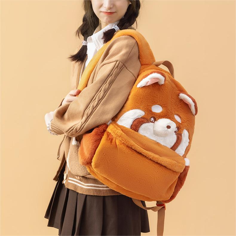 Red Panda Backpack - Cute Plush Bag