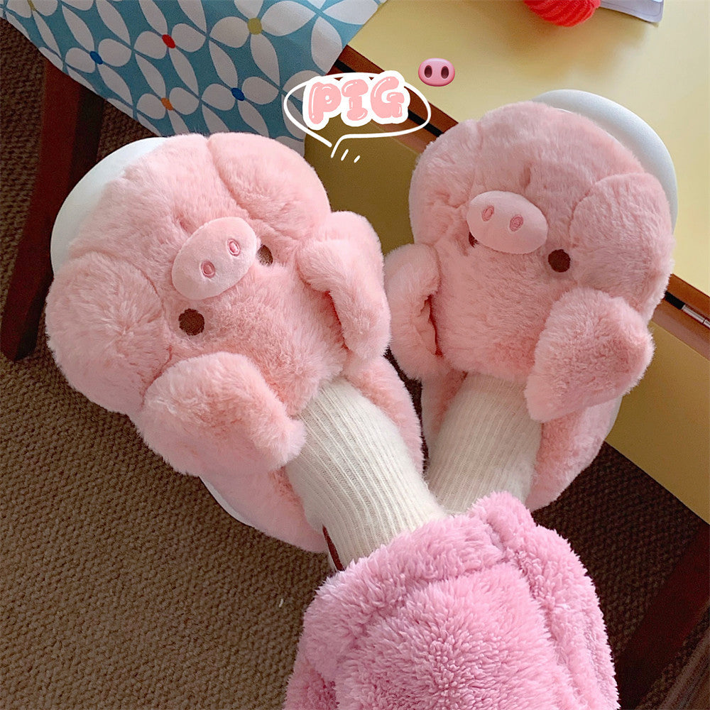 Pig Fluffy Slippers for Cozy Comfort Cute Plush Slippers US 9 9.5 EU 40 41 UK 6.5 7