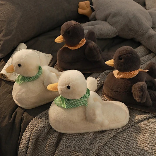 Funny Duck Plush Slippers | Adorable Fluffy Slippers