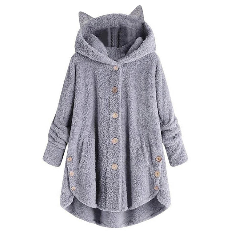 Fluffy fleece cat ear hoodie sale