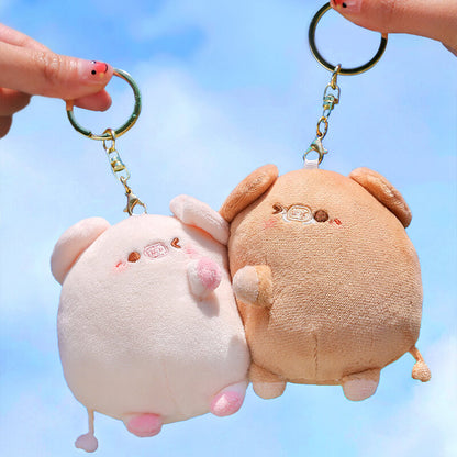 Couple Pig Plush Pendant Keychain Set With Magnet