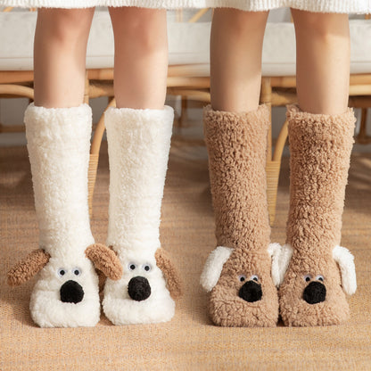 Cartoon Dog Socks: Fluffy, Cute, and Warm