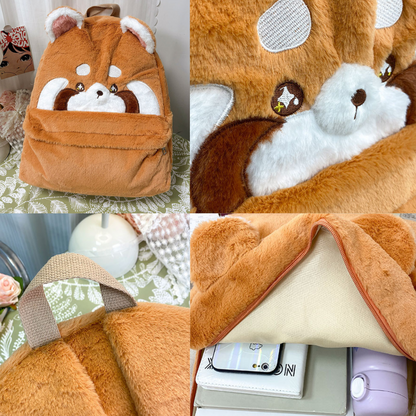 Red Panda Backpack - Cute Plush Bag