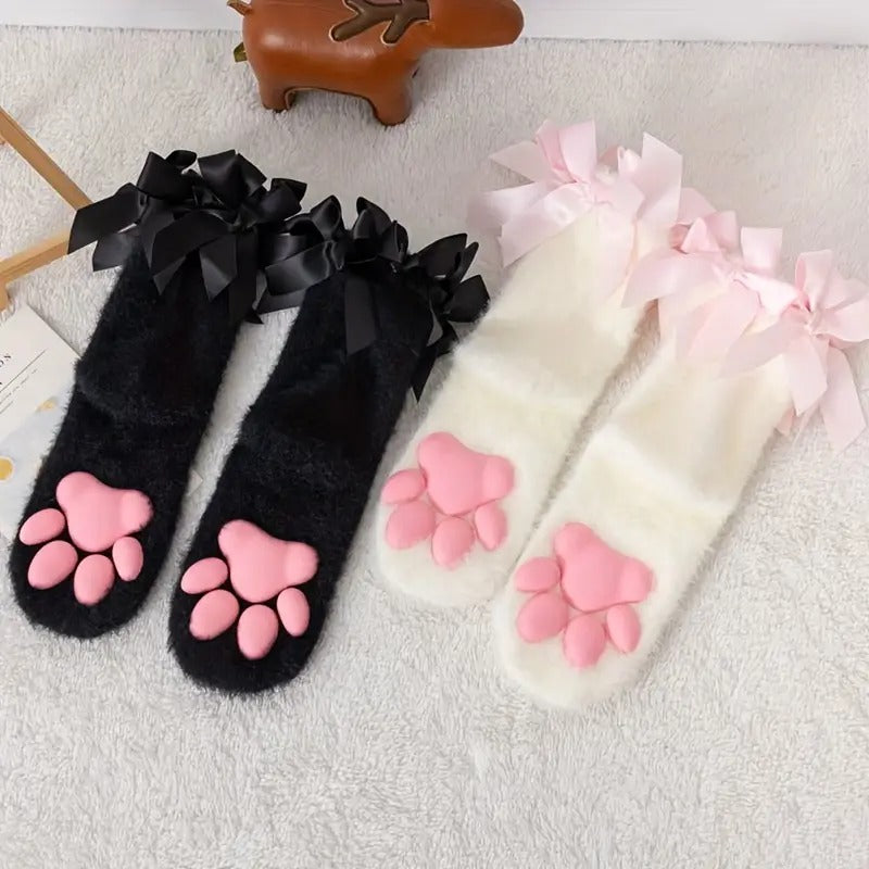 Fuzzy Cat Paw Socks