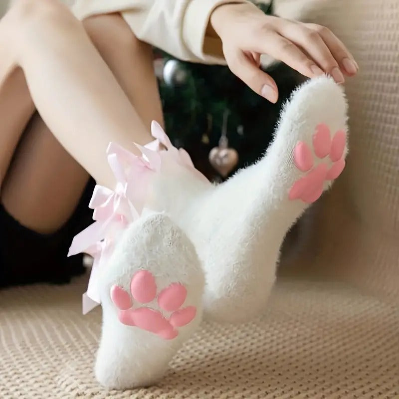 Fuzzy Cat Paw Socks