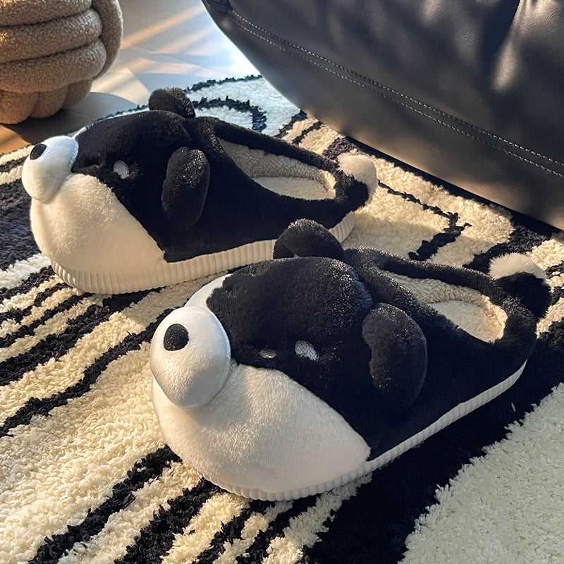 Black dog slippers fashion