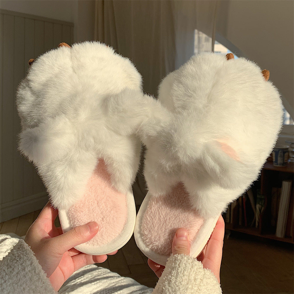 Cat hot sale fur slippers