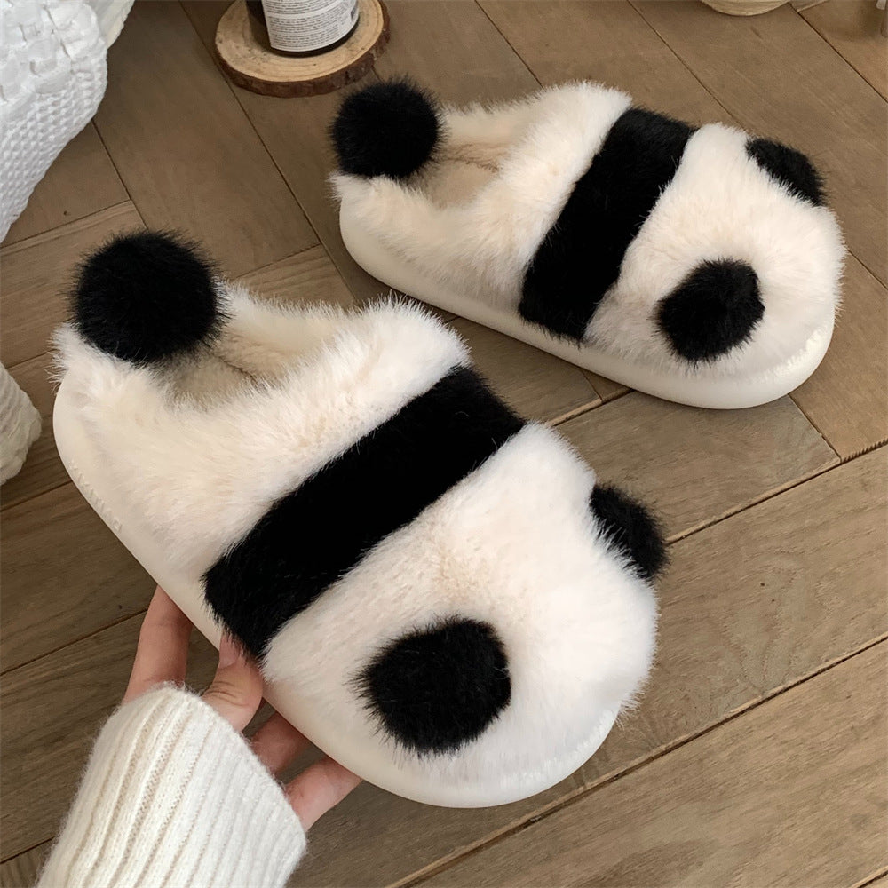 Fluffy 2024 panda slippers