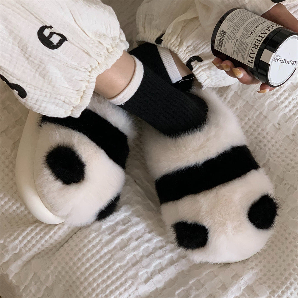 Fluffy best sale panda slippers